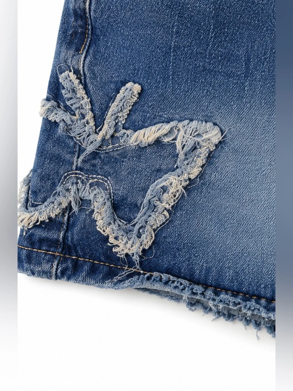 Distressed Denim Cutoff Jean Shorts Boho Chic Frayed Western Festival Y2K, Sz 28
